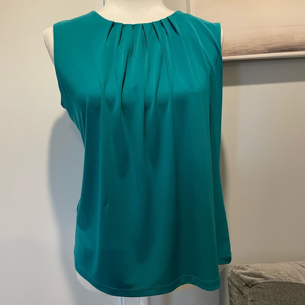 Calvin Klein Teal Pleated Blouse